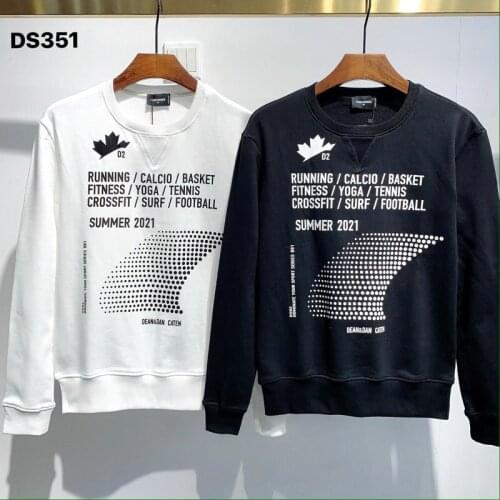 New Dsquared2 Mens Hip Hop Long Sleeve Cotton High Quality Women/Mens Clothes Crew Neck Printed Letter Street T-Shirt DS351