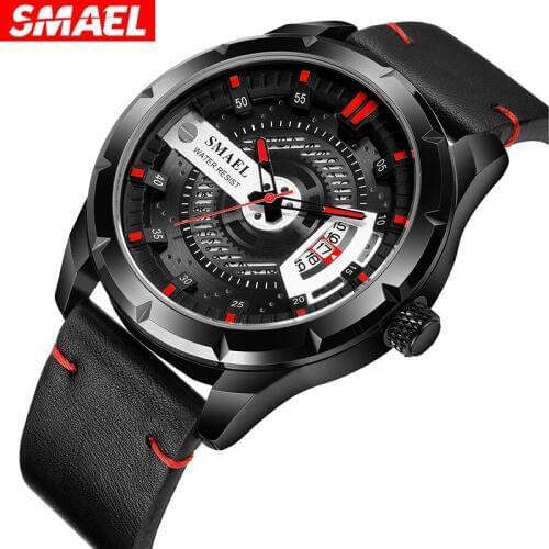 Reloje 2019 Smael Men Watch Male Leather Automatic date Quartz Watches Mens Luxury Brand Waterproof Sport Clock Relogio Masculin