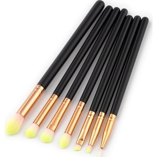 GUJHUI Yellow Hair Wood Handle Eye Brushes Set Eyeliner Eyebrow Eyeshadow Makeup Cosmetic Beauty maquiagem Tools