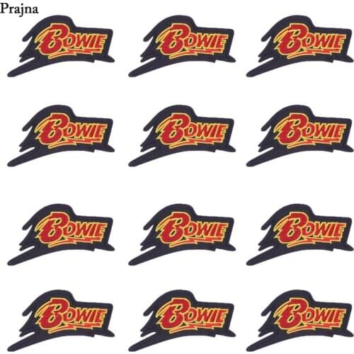 Prajna 10PCS Wholesale Patch Bowie Letter Iron On Patch For Clothing Accessories Jeans DIY Stickers On Jackets Biker Logo Hippie