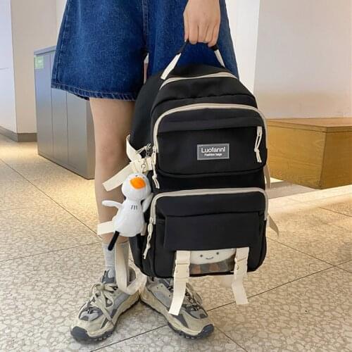 Nylon Waterproof Multi-pocket Backpack Female Cute College Teenager Girls Book Bag for Women Buckle Schoolbag Travel Backpacks