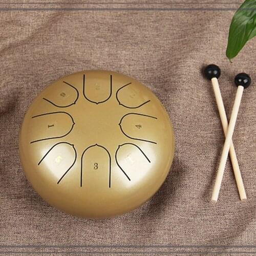 NEW Steel Tongue Drum 6 Inch 8 Tune Drum Handheld Tank Drum Percussion Instrument Yoga Meditation Instruments With Drumsticks