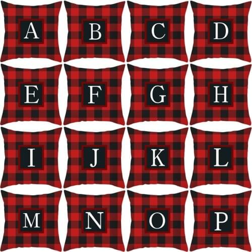 Creative Scottish Red Plaids English Alphabet Cushion Covers Polyester Microfiber Pillow Cover Decorative Sofa Throw Pillow Case