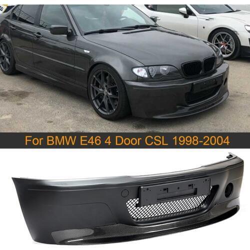 Car Front Bumper and Lip Spoiler For BMW E46 4 Door CSL 1998 - 2004 PP Front Bumper Carbon Fiber Front Lip Spoiler Apron Guard