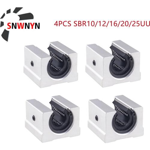 SBR10UU SBR12UU SBR16UU SBR20UU SBR25UU Linear Ball Bearing Block 4pcs 12mm Linear Slider For CNC Router SBR LinearGuide Rail