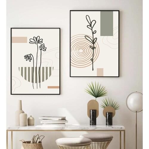 Nordic Abstract Art Line Floral Branches Modern Posters Canvas Painting Wall Print Picture for Living Room Interior Home Decor