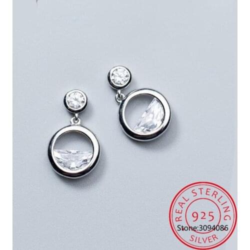 Sparkling Round Irregular Clear Zirconia Earrings Gold Color Dangle Ear 925 Sterling Silver Fashion Wedding Jewelry
