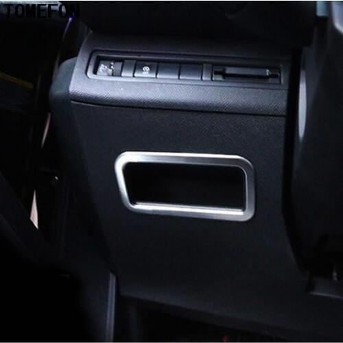 TOMEFON For Peugeot 3008 GT 2017 2018 LHD Stainless Steel Driver Seat Front Storage Box Cover Ring Trim Around Interior Styling