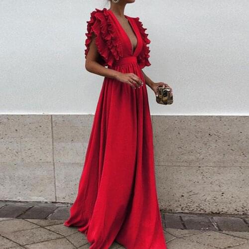 Evening Dresses For Women Clothing 2021 Sexy Summer Party Backless Dress Vestidos Butterfly Sleeve Femme Clothing Plus Size 3XL