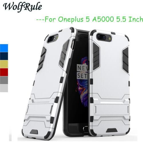 WolfRule Anti-knock Case Oneplus 5 Cover Silicone + Plastic Phone Case For Oneplus 5 Case Oneplus5 A5000 Holder Stand Funda 5.5"