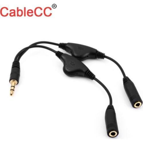 Xiwai Cablecc 3.5mm Stereo Male to Double 3.5mm Female Audio Headphone Y Splitter Cable with Volume Control Switch