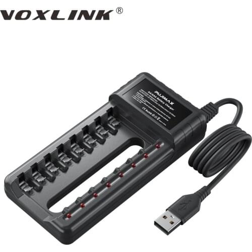 VOXLINK Battery Charger USB Output 8 slots Charger For AA/AAA Ni-Cd Rechargeable Batteries For remote control microphone camera