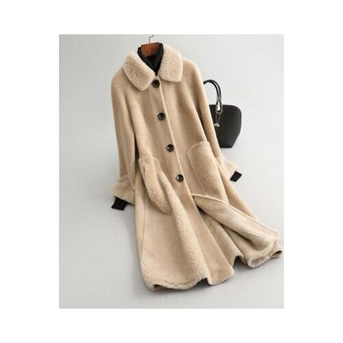 Real Fur Coat Female Fashion Winter Coat Women Clothes 2020 Korean Vintage Long Wool Jacket Warm Coats 18273