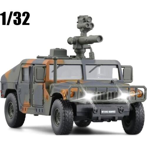 1/32 Scale Military Model Toys U.S Armed Forces H1 SUV Diecast Metal Sound Light Pull Back Car Model Toy For Kids Gift