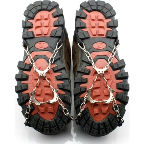 1 Pair Portable Outdoor Climbing 6 Teeth Anti-slip Crampons Winter Ice Snow Over Shoes Cover Gripper Spike Cleats w/Storage Bag