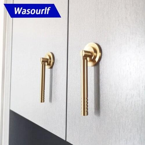 Wasourlf 1 Piece Single Hole Cabinet Wardrobe Handle Accessories Copper Brass Golden Colour Classical Style Chinese Style