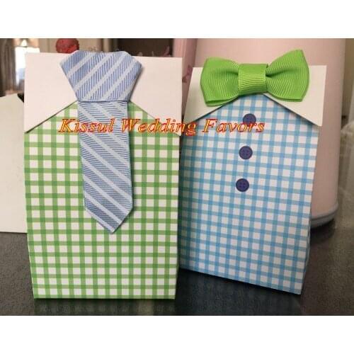 100 Pieces/lot) Baby Shower Decoration Gift box of "My Little Man" Candy Bags For Baby Candy Party favor boxes