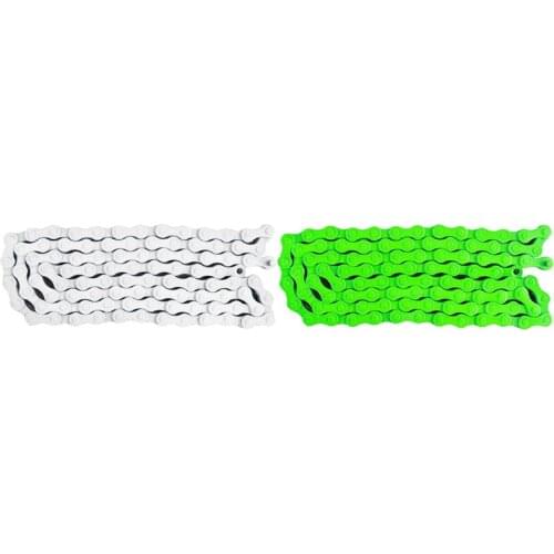 HOT 2 Pcs Bicycle MTB BMX Road Bike 1/2 X 1/8 Inch Fixied Chain Single Speed 96 Link, White & Green