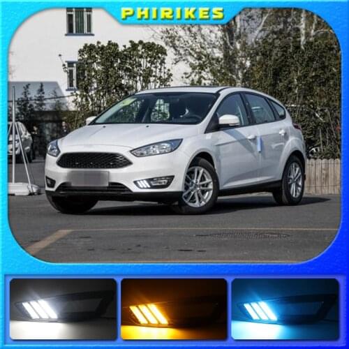 2PCS For Ford Focus 3 mk3 2015 2016 2017 2018 Turn signal and dimming style Relay 12V LED Car DRL daytime running light Fog lamp