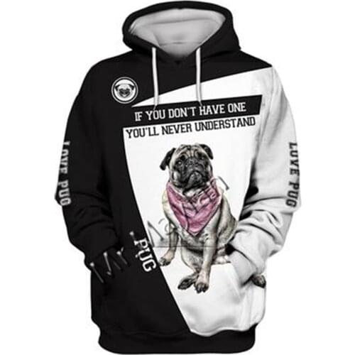 2021 Fashion Animal Pug 3D Printed Hoodie Men Women Ropa Casual Pet Dog Designs Hooded Oversized Hooded Coat Drop Shipping QW-07
