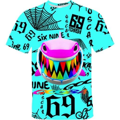 3D Tekashi 69 Tshirts Oversize Anime Tops Tee Summer O-Neck Album T-shirt GOOBA Teens Streetwear Shirt 6ix9ine Hip Hop Type