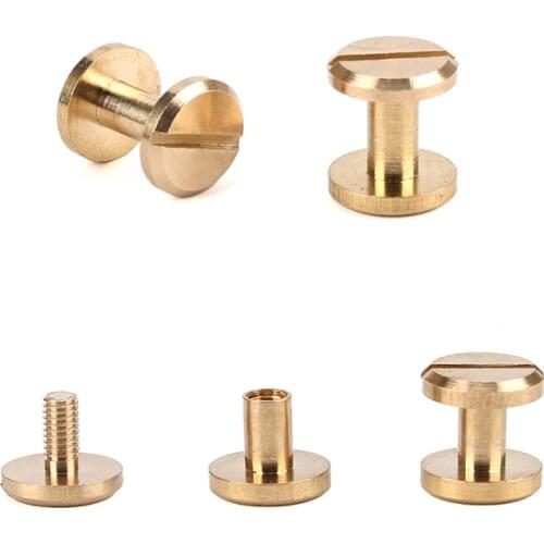 4-20MM 10Pcs Solid Brass plane Button Stud Screw Nail Rivet Screw Back Leather Belt for Sewing Handmade DIY Accessories Material