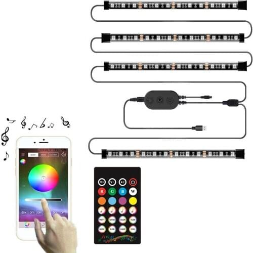 4pcs Cigarette Atmosphere Light 20 Buttons RGB LED Wireless Control Multi Color Car Interior Decorative String Foot Light