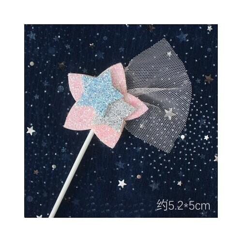 5 Pcs/lot Glitter Pink Star Coloful Cake Topper Cake Decoration For Baby Birthday Party Wedding Favor Decoration Supplies