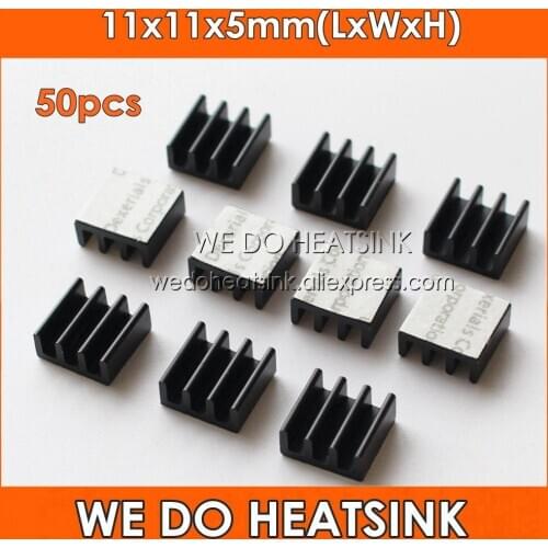 50pcs 11x11x5mm Ram Chip Aluminum Black Anodizing Heatsink Cooler