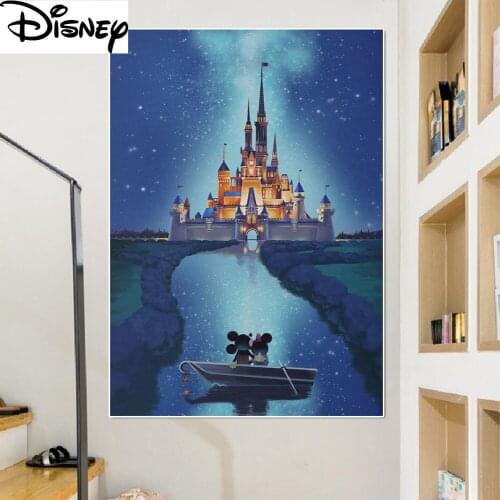 5D Diamond Painting Disney Dream Castle Poster Cartoon Disneyland Artwork Mickey And Minnie Wall Art Living Kids Room Decoration