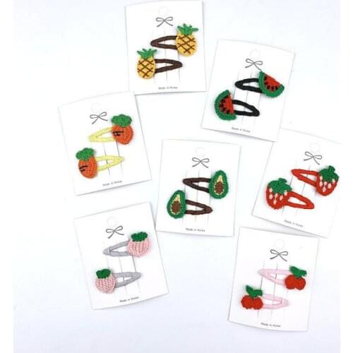 6/8/14pcs/set Cartoon Wool Crochet 3CM Hair Clips For Girls Baby Toddlers Children Hair Accessories Kids Barrette Hairpins