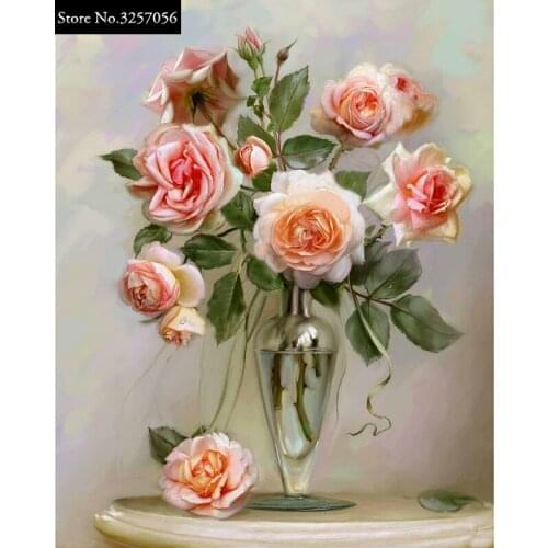 5D Rhinestones Diy Diamond Mosaic Diamond Painting Cross Stitch Kits Full Diamond Embroidery Flowers Peony New Year Decoration