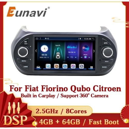 Android 10 Car Multimedia Player For Fiat Fiorino Qubo Citroen Nemo Peugeot Bipper 1 Din Head unit 7inch DSP 8Core Car Radio GPS