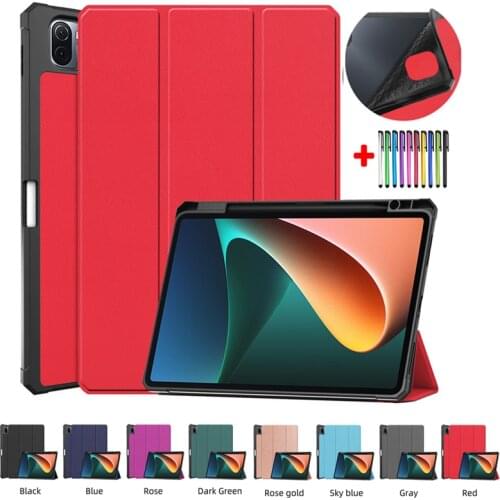 For Xiaomi MiPad 5 Pro 2021 MiPad5 Case 11 inch With Pencil Holder Folding Stand Cover For Xiaomi Mi Pad5 Pro 5G Tablet Case+Pen