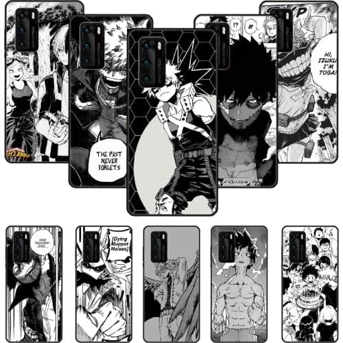 Phone Case For Huawei P20 P30 P40 P Smart Z + P10 Mate 30 10 20 Lite Pro Black Cover Back Trend Funda My Hero Academia BNHA