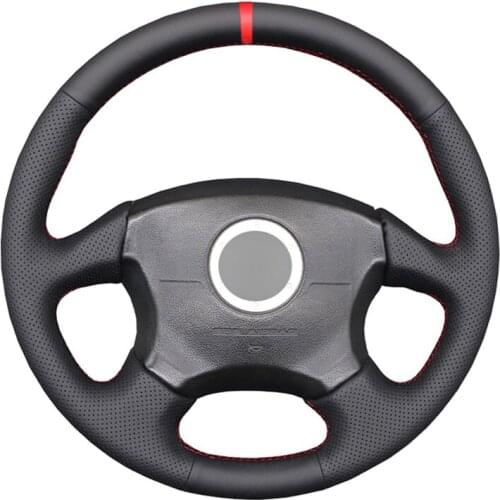 Black PU Faux Leather Red Marker Car Steering Wheel Cover for Subaru Impreza WRX 2002 2003 2004 Impreza WRX STI 2004