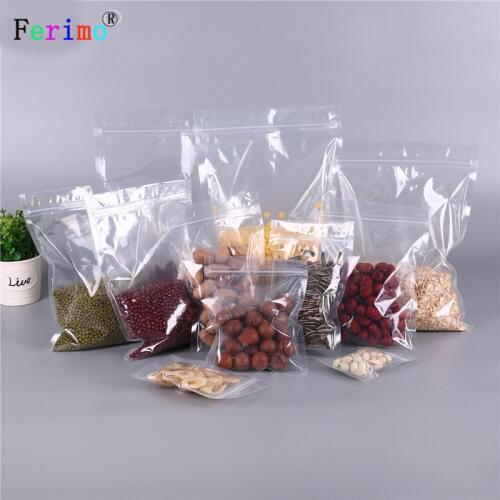 Ferimo 100pcs Flat bottomed transparent self sealed bags snacks candy packaging storage bag food tea plastic bags