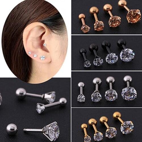Surgicals steel claw hypoallergenic titanium steel zircon crystal ear cartilage cochlear spiral piercing rod top ear stud earrin