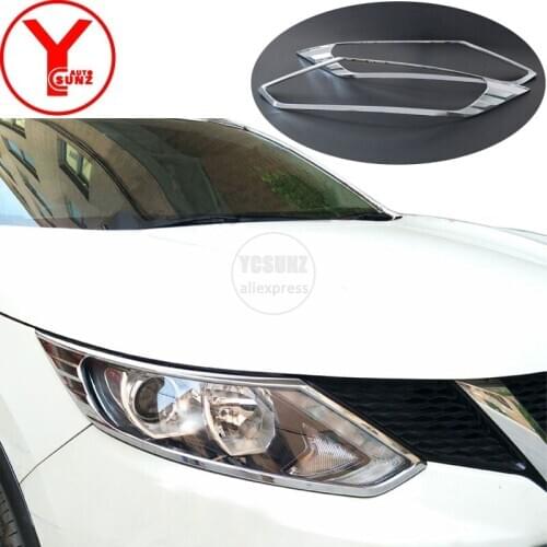 Chrome Head Light Cover Front Car Headlight Tuning For Nissan Qashqai j11 Rogue 2014 2015 2016 2017 Lamp Accessories YCSUNZ