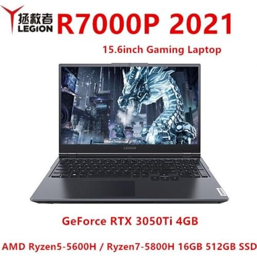 NEW Lenovo Legion R7000P 2021 15.6inch Gaming Laptop AMD Ryzen7-5800H GeForce RTX 3050Ti 4GB Backlit metal body 16GB 512GB SSD