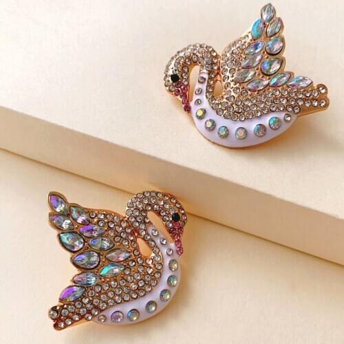 JURAN Classic Design Romantic Jewelry 2020 Fashion Swan Rhinestone Crystal Stud Earrings For Women Elegant Wedding Jewelry Gifts