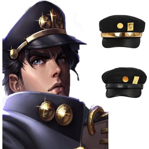 Anime JoJos Bizarre Adventure Cosplay Cap Jotaro Kujo Joseph Hat Army Military JOJO Caps Hats Badges Animation Around