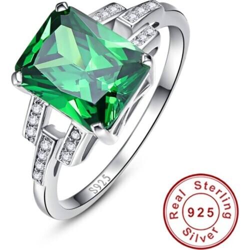 925 Sterling Silver Rings Russian Emerald Ring Fine Jewelry for Women Jewelry Green Stone AAA Quality