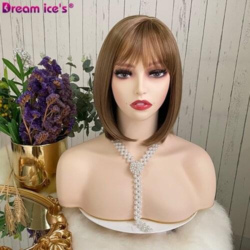 Synthetic Fiber Hair Female Short BOB Wig Straight Hair High Temperature Hair Wigs Heat Resistant Hair For Cosplay Or Party