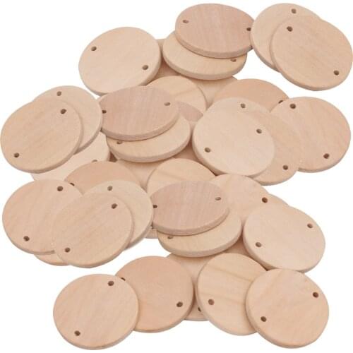 60 Pieces Wholesale Natural Wood Circle Discs Log Tag Untreated Wood Slice DIY Art Craft Kids Toy Findings