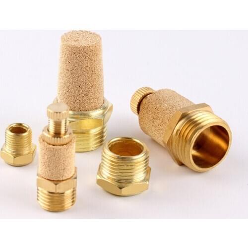 M5 1/8" 1/4" 3/8" 1/2" 3/4" 1" 1-1/4" 1-1/2" BSP Male Thread Brass Pneumatic Silencer Muffler Connector Air Fitting