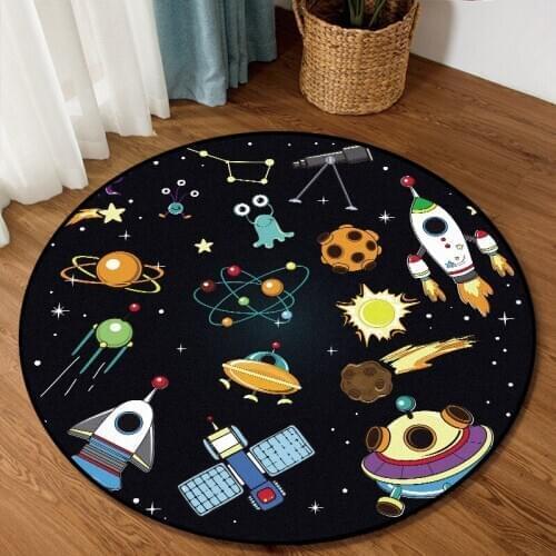 Cartoon Space Planet Spaceship Living Room Bedroom Hanging Basket Chair Non-slip Round Mat Carpet