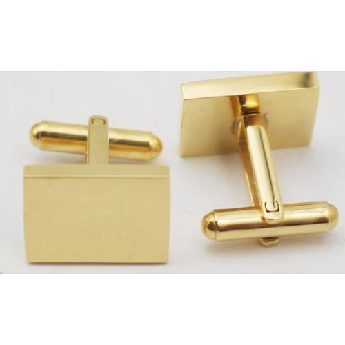 Men Jewelry Cufflink Gold Rectangle Brand Shirt Smooth Plain 316L Stainless Steel Cufflinks For Mens Hot Sale