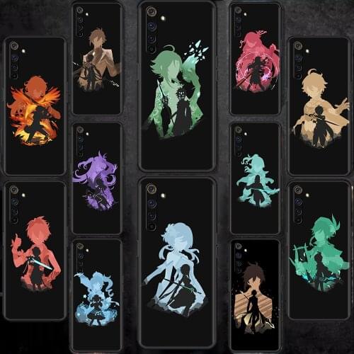 Genshin Impact Anime Cover Soft Case Oppo Realme 8 6 7 C3 XT 5 7i X50 Pro C21 C25 A53 A52 A9 2020 Black TPU Phone Coque