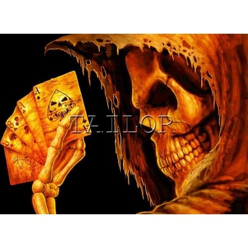 Dirll drawing cuadros full square embroidery 5d diamond painting kit set Skull grim reaper playing cards complet Cross stitch